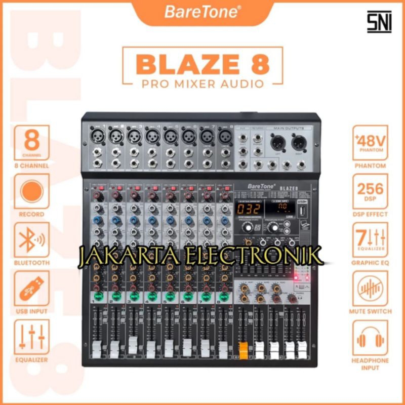 Mixer Audio Baretone Blaze 8 Original Mixer 8 Channel Bluetooth Usb Garansi resmi