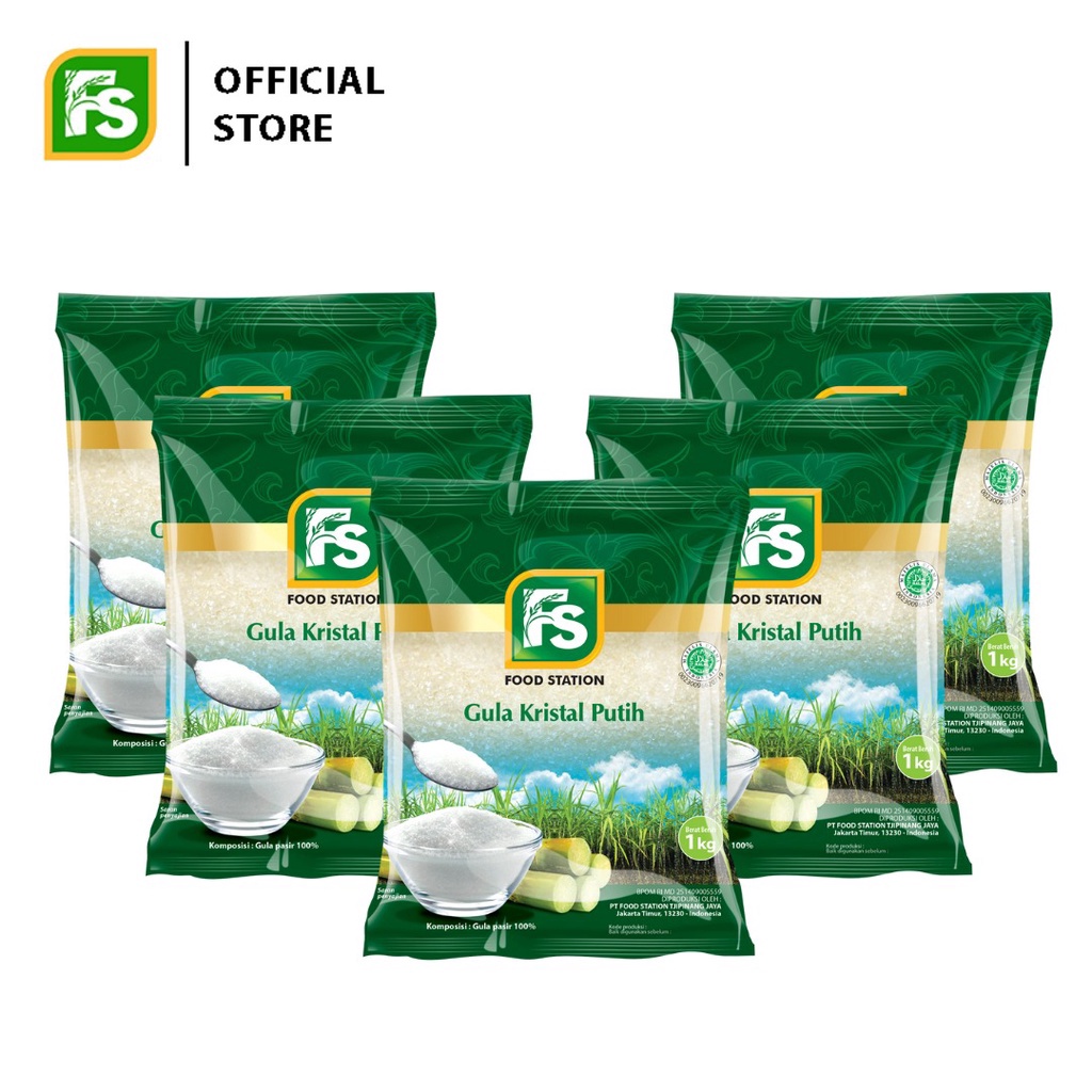 

1212 COD Food Station FS Gula Kristal Putih Hijau 1 Kg 5 Pcs