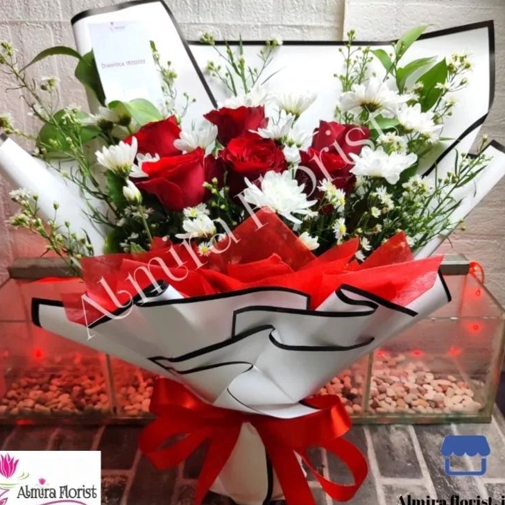 Free Ongkir FRESH Buket Bunga Asli 6 mawar VALENTINE Edition  Hand Bouquet  buket bunga segar