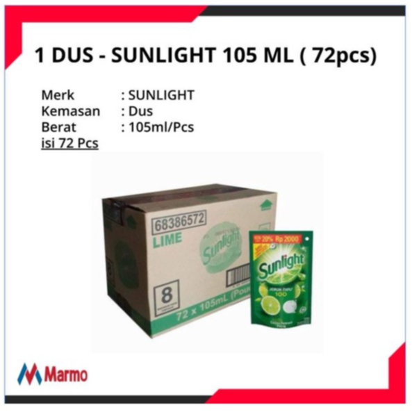 1 DUS - SUNLIGHT  POUCH 90 ML -  SABUN CUCI PIRING SUNLIGHT - 72/pcs