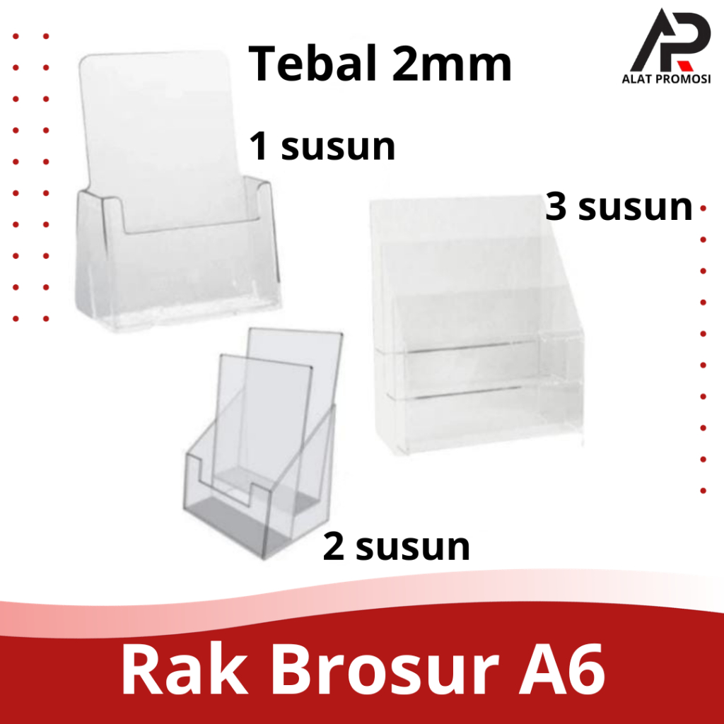 

Rak Brosur Akrlik A6 / Tempat Brosur A6 / Rak Flayer Akrilik A6 / Akrilik Brosur A6