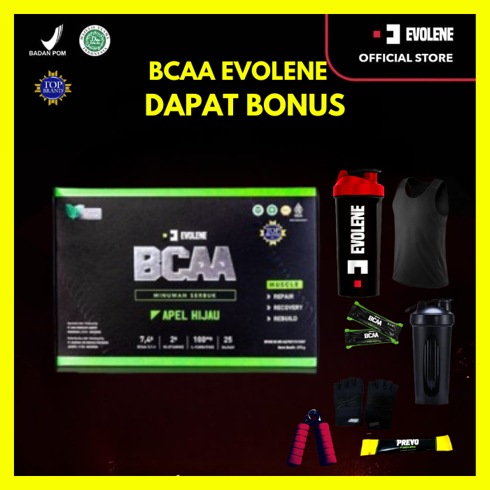 EVOLENE BCAA 1 BOX ORIGINAL EVOLENE BCAA BOX HALAL BPOM  375GRAM ISI 25 SACHET ORI BPOM EVO LENE