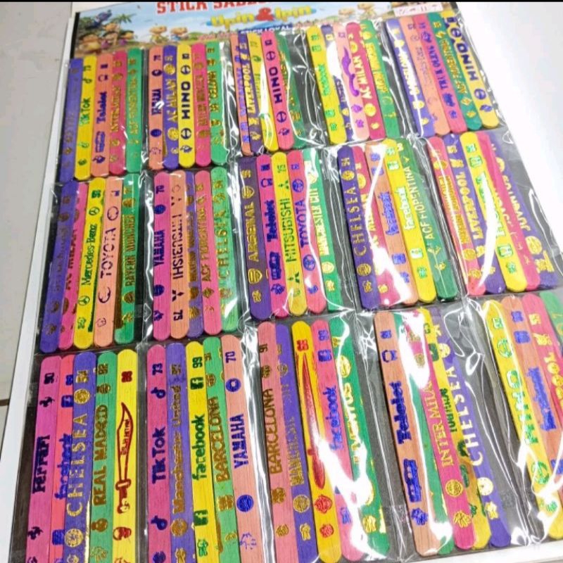 1 lembar stik motif emas pelangi / Mainan Stik viral isi 75 pcs
