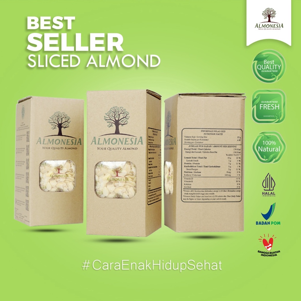 

HOT Product Almonesia Sliced Almond 1Kg Kemasan 5gr x 2 grosir