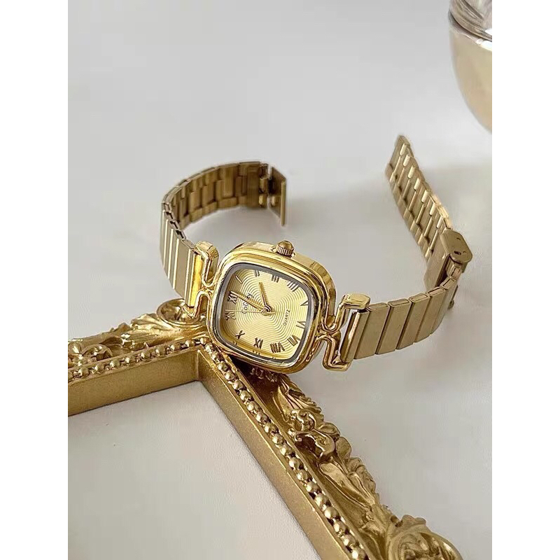 Jam Tangan Wanita GOGOEY Romawi Kotak Stainless Besi Anti Karat