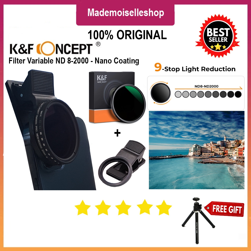 KNF CONCEPT Filter Variable ND 8-2000 A SERIES Nano Coating  - 37mm - For Smartphone include Flter K