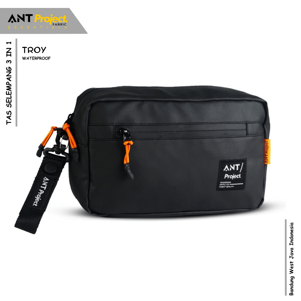ANT Project - Tas Handlebar Bag TROY 3in Selempang - Tas Stang Sepeda Black Waterproof