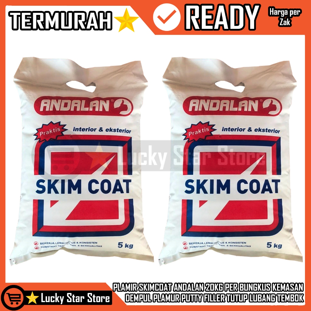 PLAMIR PELAMIR INSTAN POWDWER ANDALAN SKIMCOAT KEMASAN ZAK 20KG DEMPUL PLAMUR PUTTY FILLER TUTUP LUB