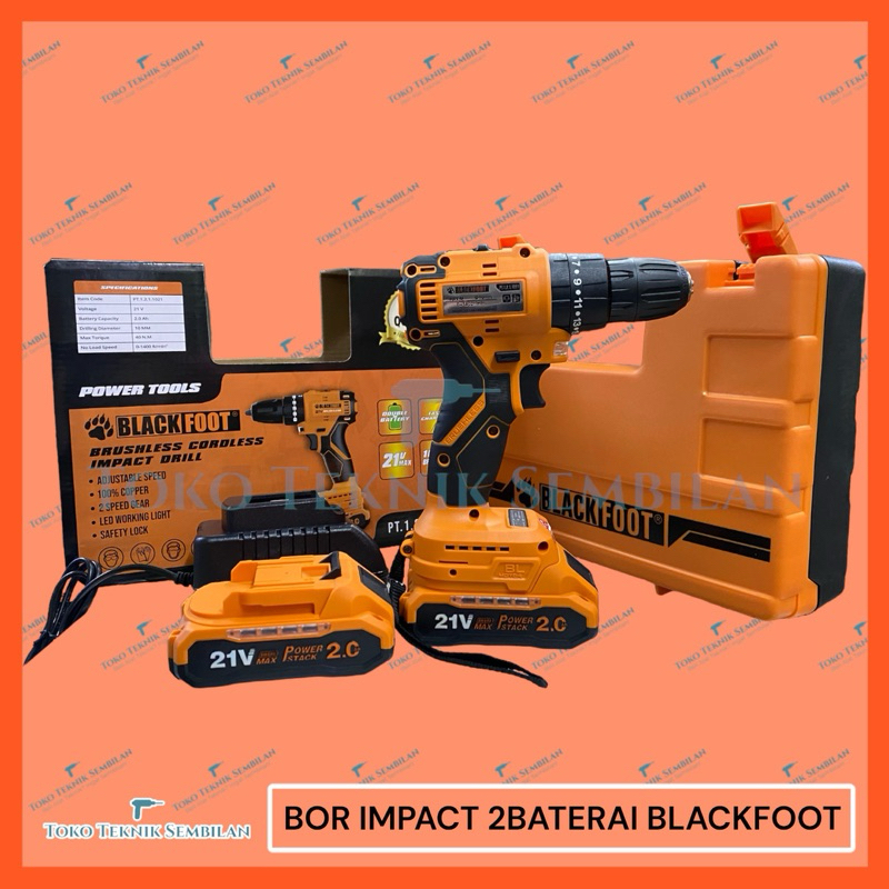 BOR IMPACT BATERAI BRUSHLESS/BRUSHLESS CORDLESS IMPACT DRILL BLACKFOOT