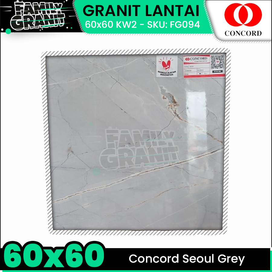 Granit Lantai 60x60 Concord Seoul Grey Motif Marmer Glossy