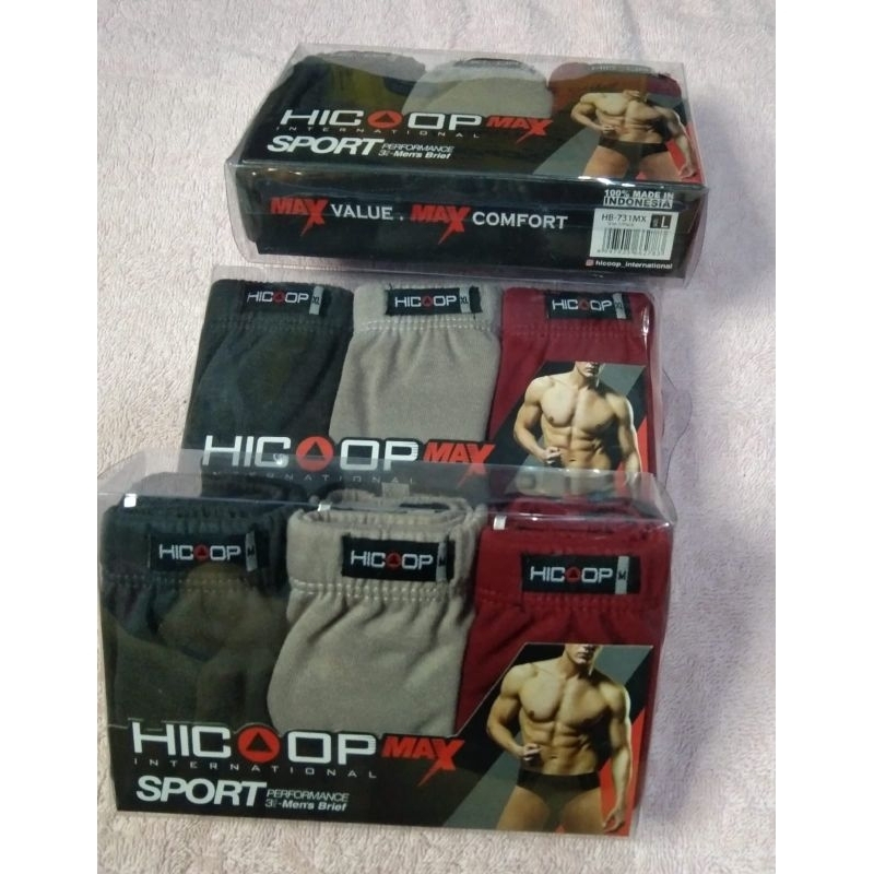 celana dalam pria  hicoop isi 3pcs size M L XL