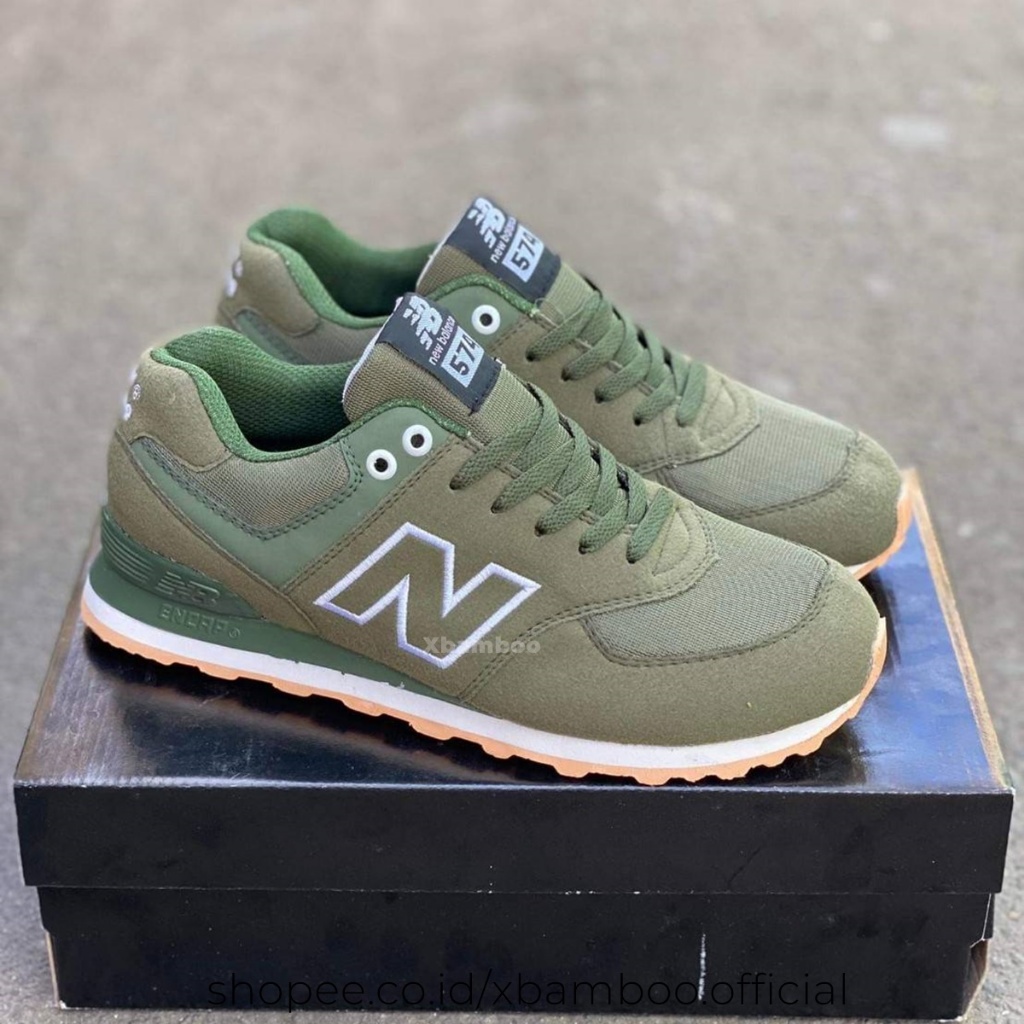 sepatu new balance 574 pria terlaris green army hijau armi tentara