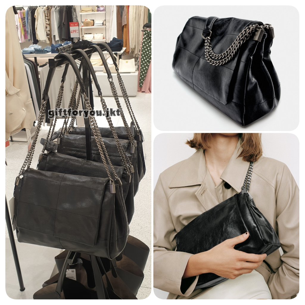 Tas Bahu Wanita Zara Original Shoulder Bag Crossbody Cewek Woman Women Selempang With Chain
