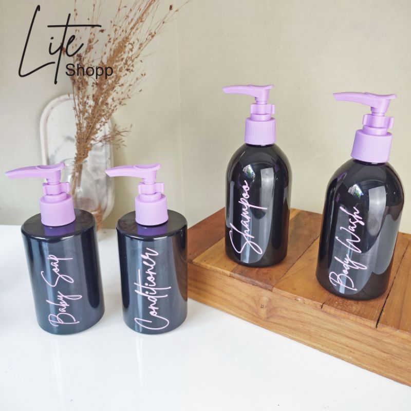 Botol Sabun cair 250ml Hitam Pump UNGU
