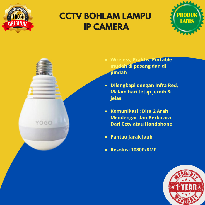 CCTV BOHLAM LAMPU IP CAMERA V380 CCTV LAMPU WIFI WIRELESS MURAH CCTV IP PANORAMIC V380