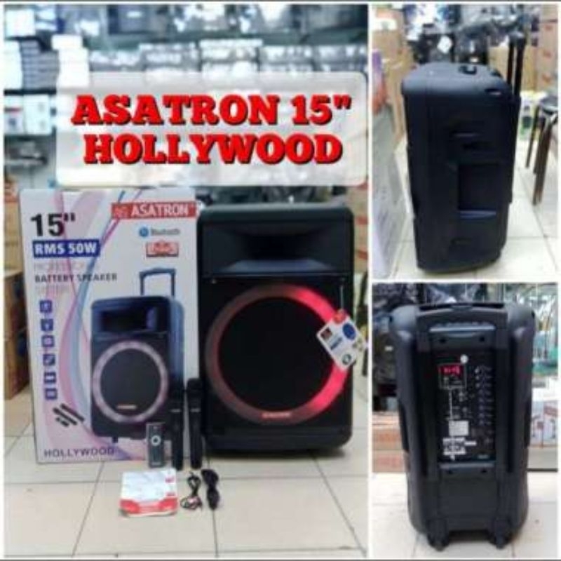 SPEAKER AKTIF BLUETOOTH PORTABLE ASATRON 15 inch RMS 50 Watt HOLLYWOOD