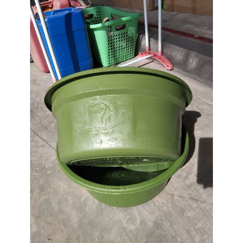 BAK air setengah lusin atau 6 pcs  wadah ember baskom besar USA ukuran 20 MOTIF BUNGA warna hijau