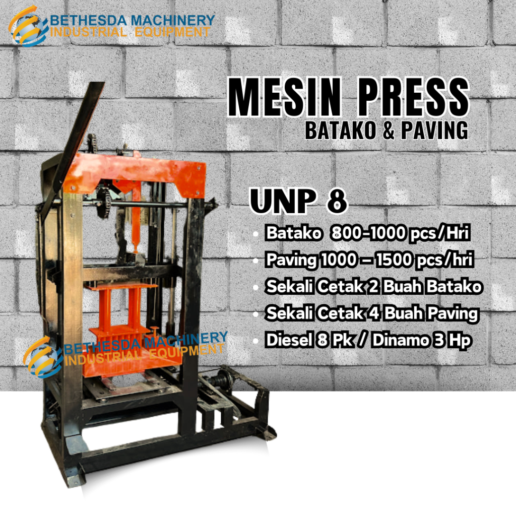 Mesin Cetak Batako / Press Batako Isi 2 / 4/ 6 Mesin Cetak Batako / Paving Manual