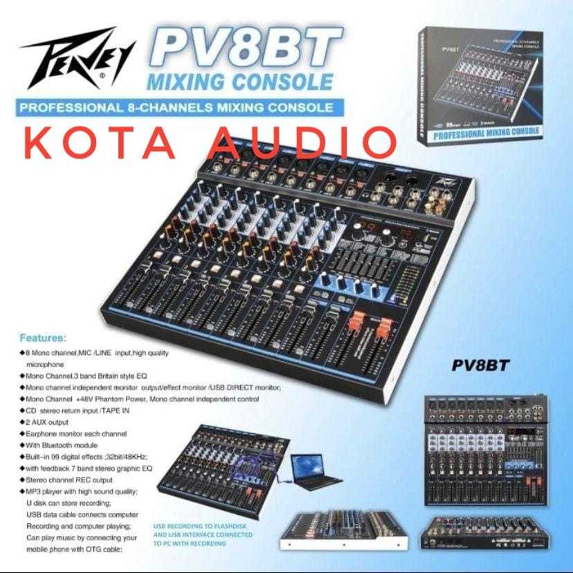 MIXER AUDIO PEAVEY PV 8BT/ PV8BT/ PV 8 BT USB BT - SOUNDCARD PC