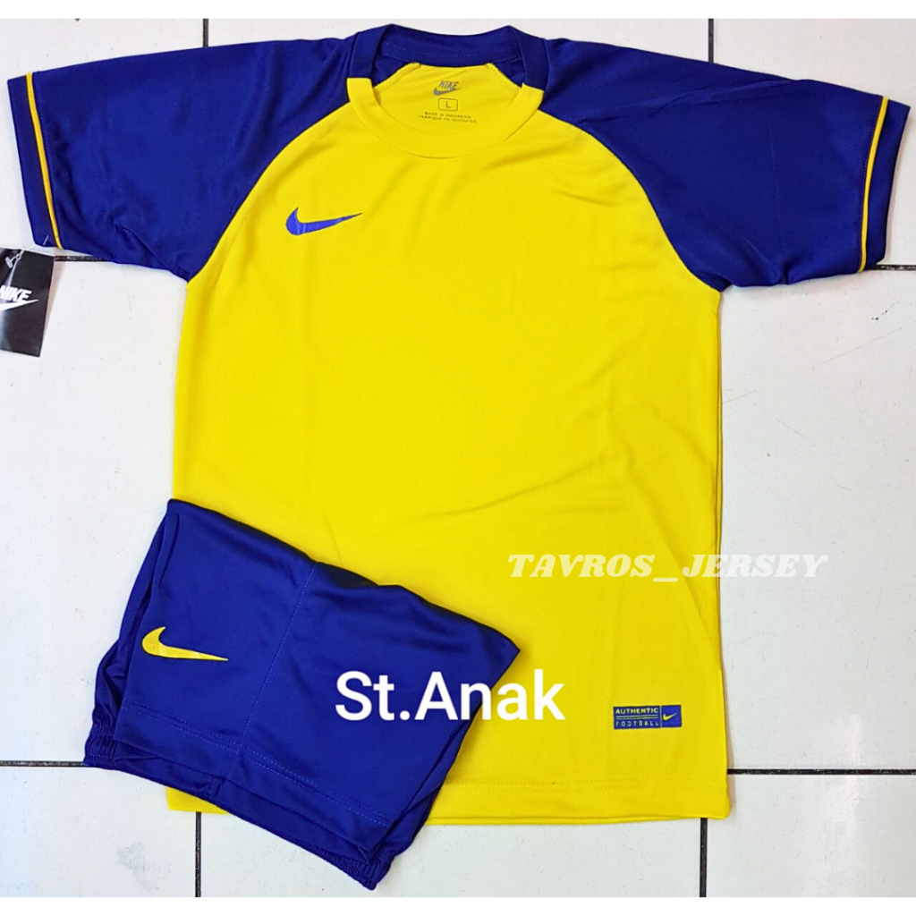 COD SETELAN FUTSAL ANAK-ANAK NIKE DRI-FIT POLOS TERBARU JERSEY TIM SEPAK BOLA KUNING BIRU NAVY TIMNA