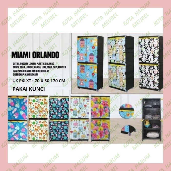 lemari plastik murah miami orlando full rak tahapan 4 pintu 2 susun minimalis kokoh kuat karakter pa