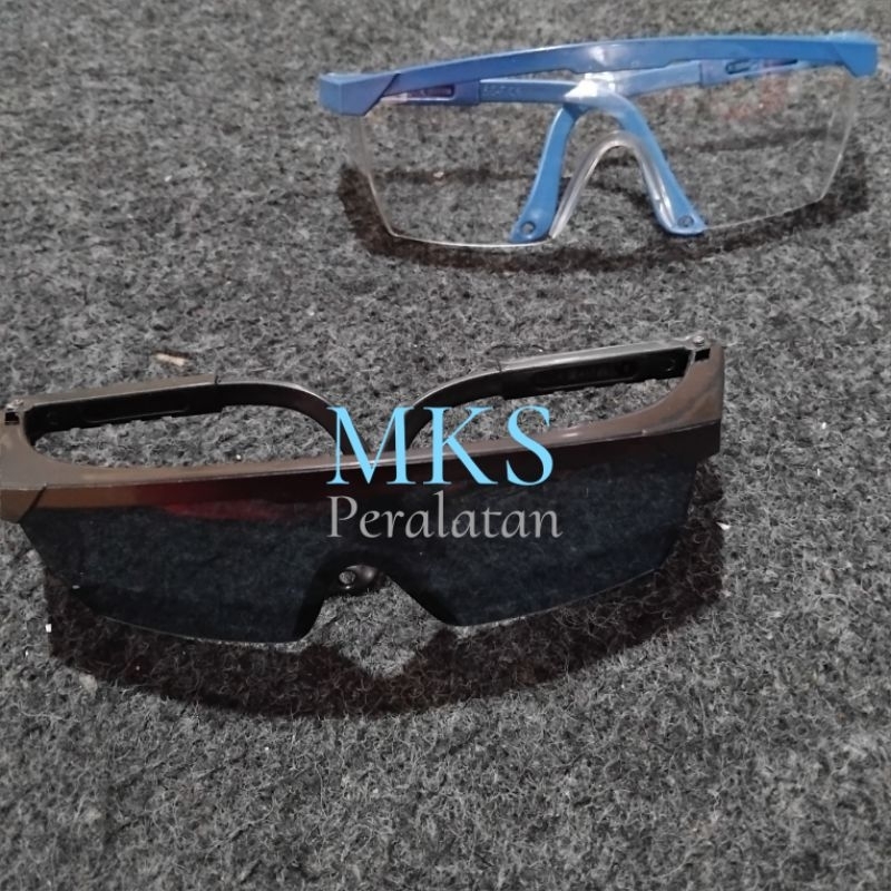 kacamata safety transparan | safety grey / hitam bening | kacamata anti pecah safety gerinda