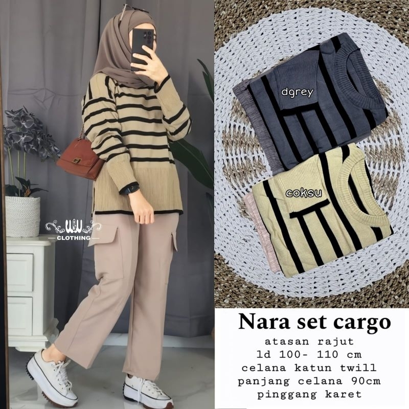 NARA SET CARGO//RAJUT//BAJU RAJUT WANITA//SET WANITA