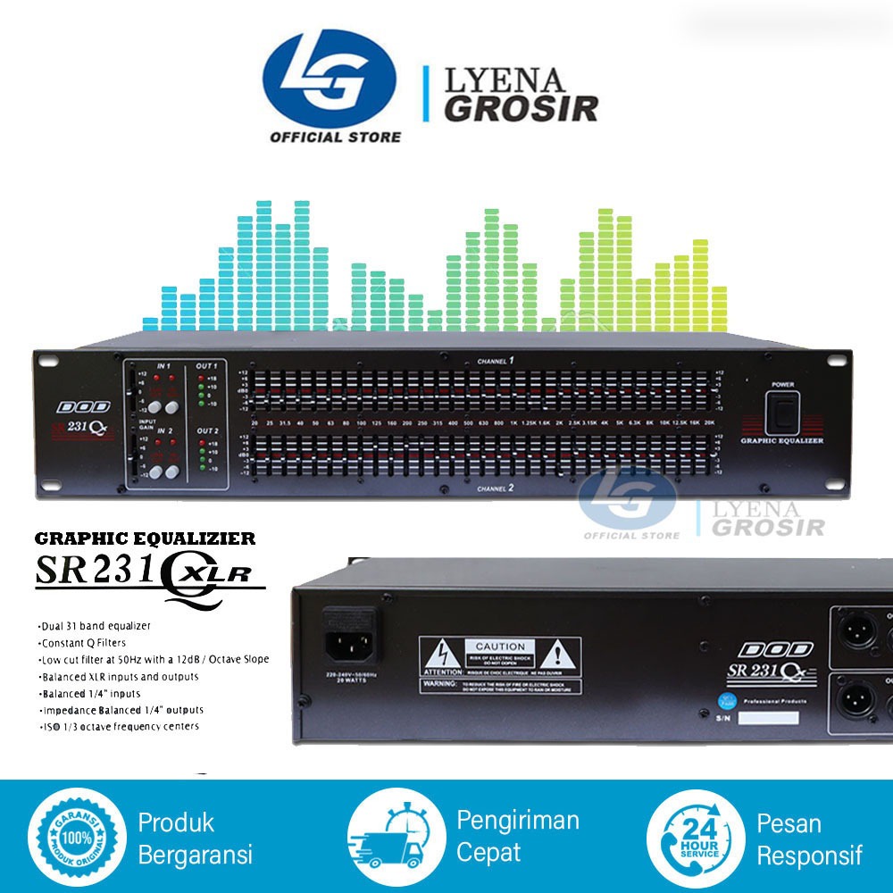 GRAPHIC EQUALISER DOD SR-231 XLR EQUALIZER DOD SR231 31 CHANNEL