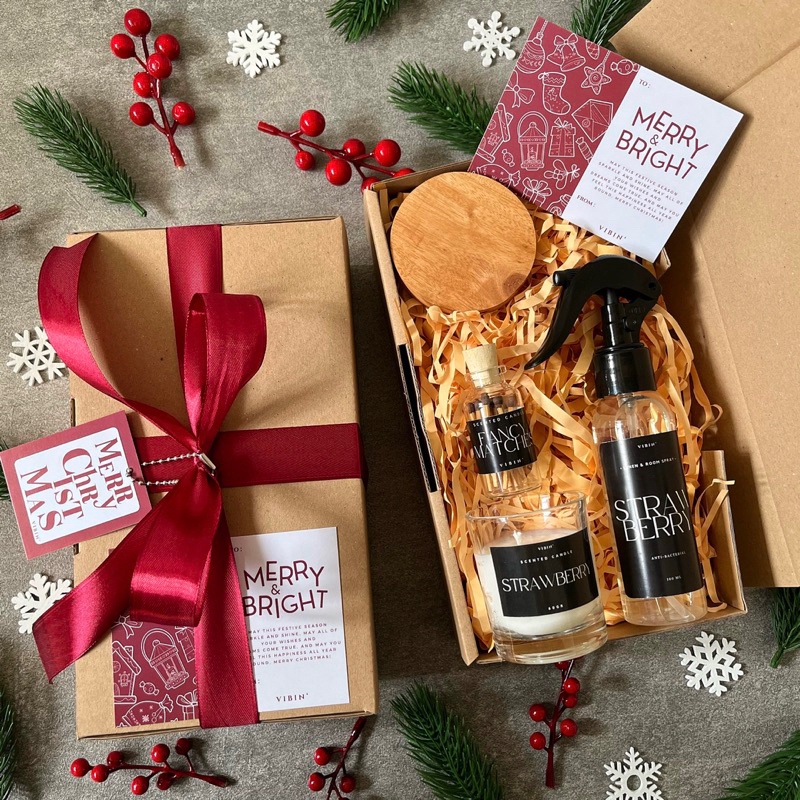 

TERLARIS Hampers Natal Christmas Bundle Scented Candle Room Spray by VIBIN grosir