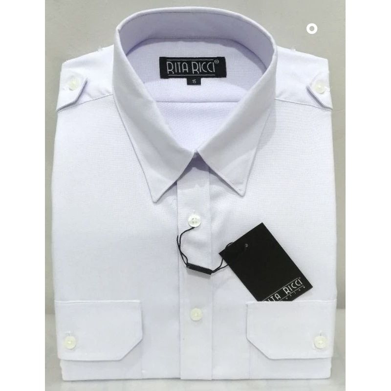 Kemeja Pria Pilot Oxford RITA RICCI lengan pendek Hitam & Putih