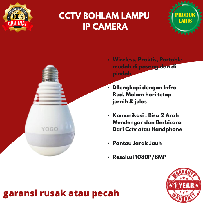 CCTV BOHLAM LAMPU IP CAMERA V380 CCTV LAMPU WIFI WIRELESS MURAH CCTV IP PANORAMIC V380