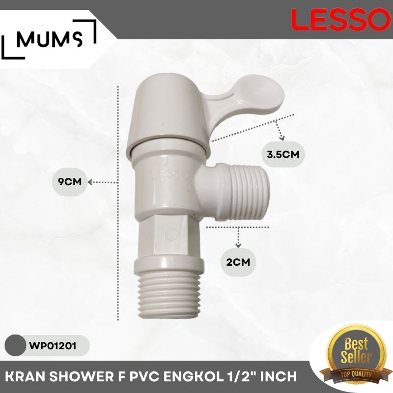 Keran Shower Kran F PVC Engkol Kran Selang Shower Kamar Mandi Putih