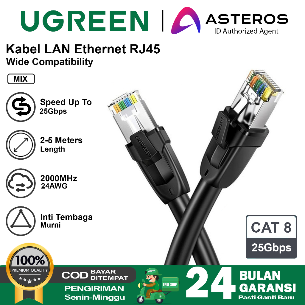 UGREEN Kabel LAN Cat 8 RJ45 Ethernet Network 25Gbps Pure Cord 2M 5M