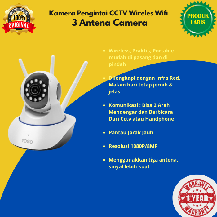 Kamera mini camera cctv tanpa wifi Wireles Wifi 3 Antena Camera - IP CAM - CCTV V380 Pro