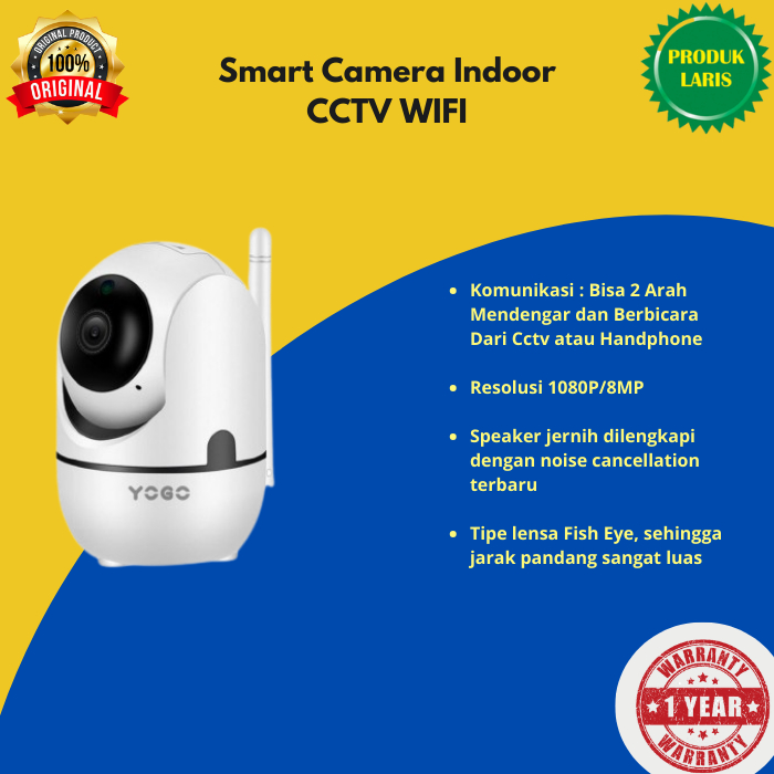 Kamera Camera mini cctv wifi indoor IP Smart Camera Indoor CCTV WIFI HD1080 8MP 360° Garansi 1 Tahun