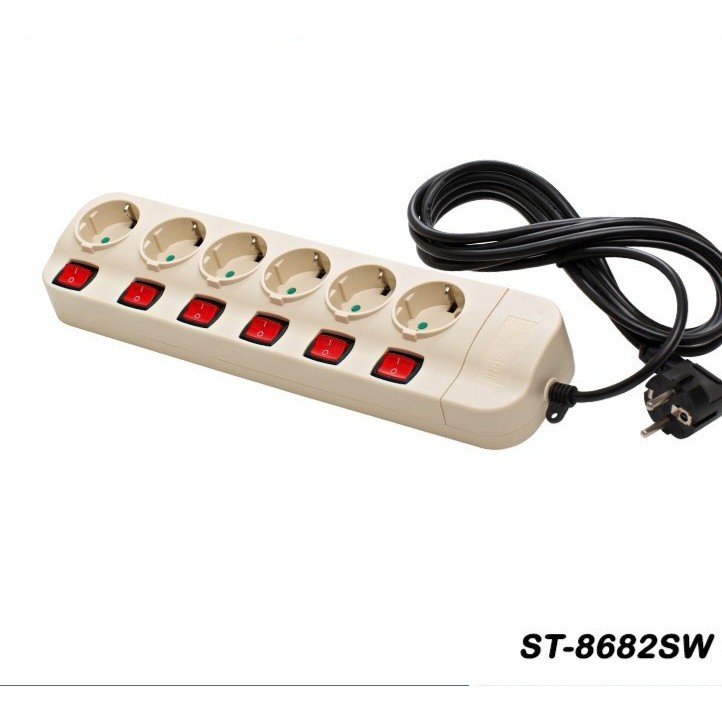 Stop Kontak Uticon 6 Lubang ST-8682SW/ StopKontak/ Colokan Listrik