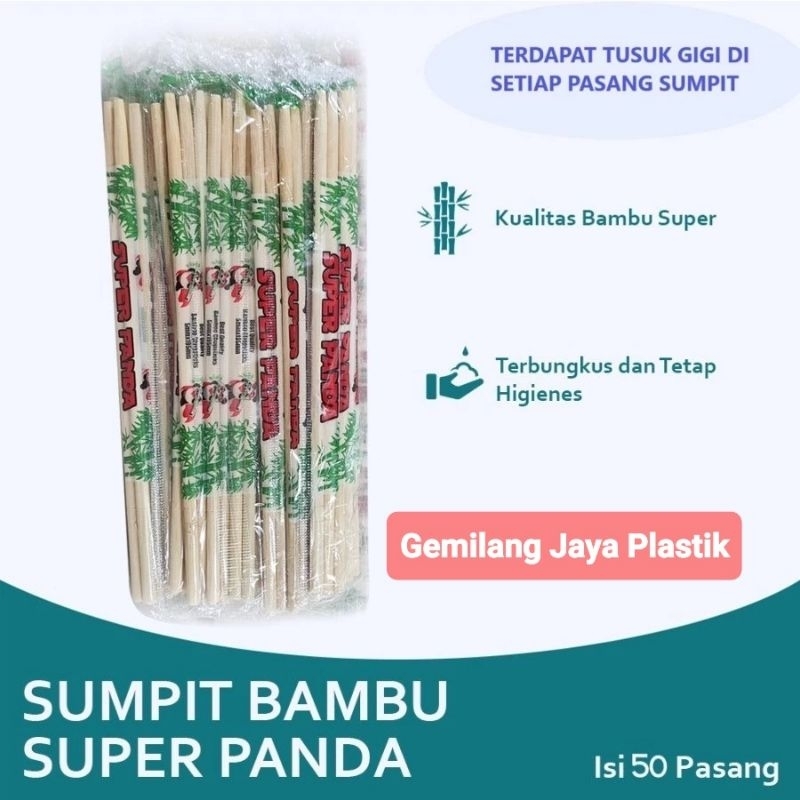 Sumpit Bambu + Tusuk Gigi Isi 50 Pasang / Sumpit Sukawa / Sumpit Panda