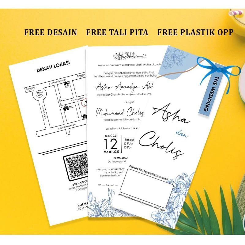 Undangan Pernikahan Pita Undangan Rustic Undangan elegan Undangan Unik Undangan Murah