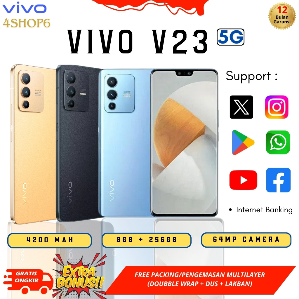 【BISA COD】 VIVO V23 5G ORI RAM 8GB/256GB Original Smartphone Android Bergaransi 1 TAHUN