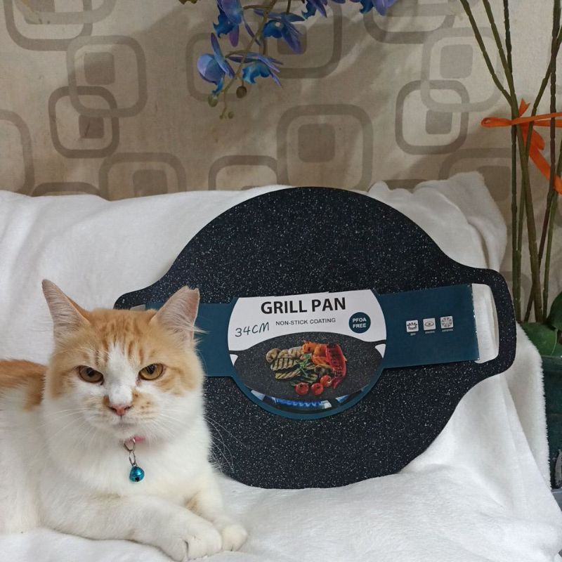 Grill Pan Flat anti lengket Diameter 34 Mr. Diy