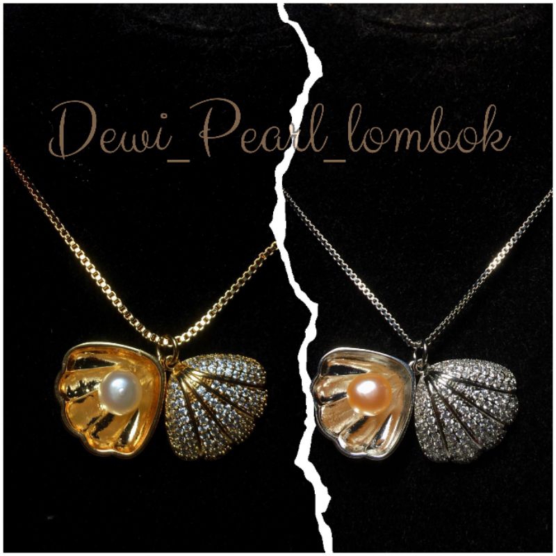 Kalung Wanita Kekinian Model Kerang Mutiara Tawar Bersertifikat||Kalung mutiara asli||Kalung wanita|