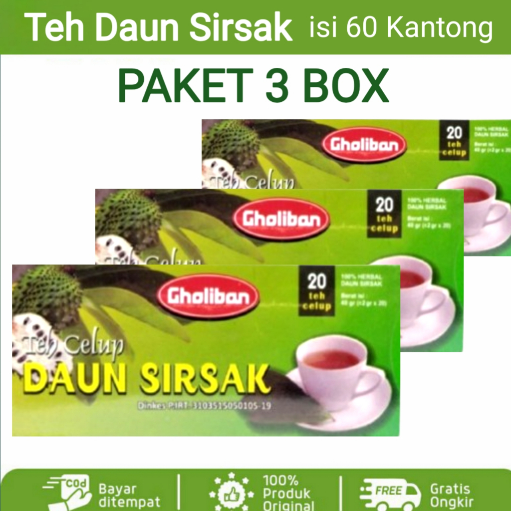 

[ PAKET 3 BOX ] Teh Celup Daun Sirsak Gholiban