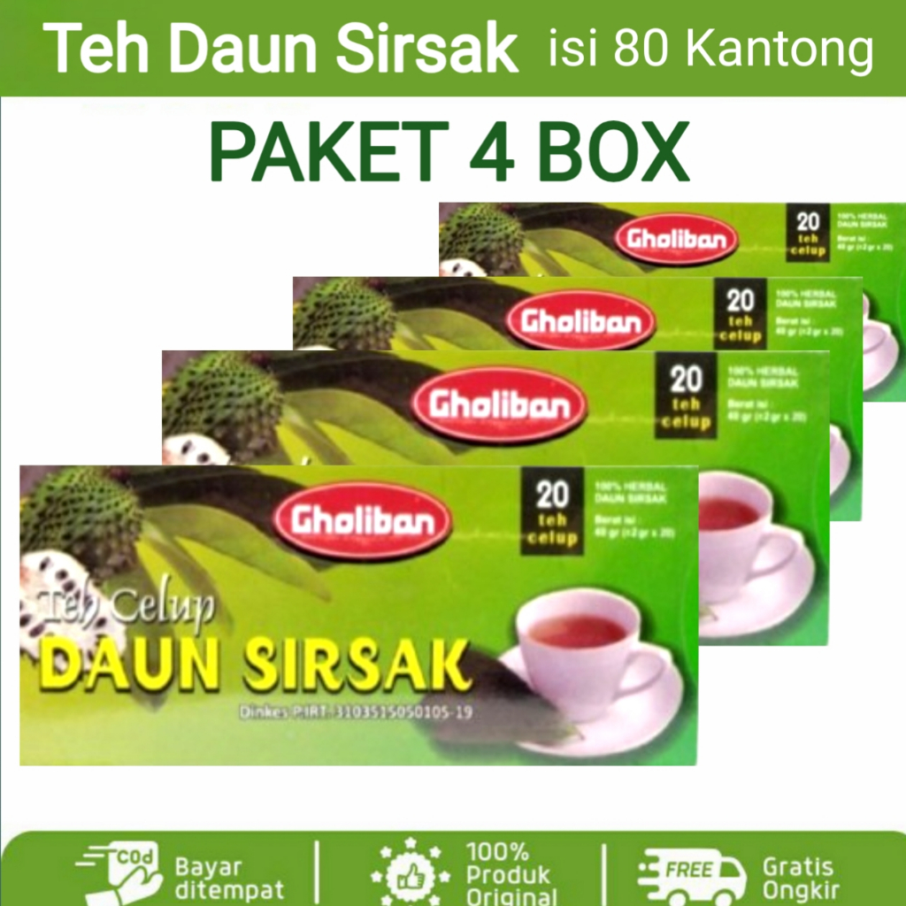 

[ PAKET 4 BOX ] Teh Celup Daun Sirsak Gholiban