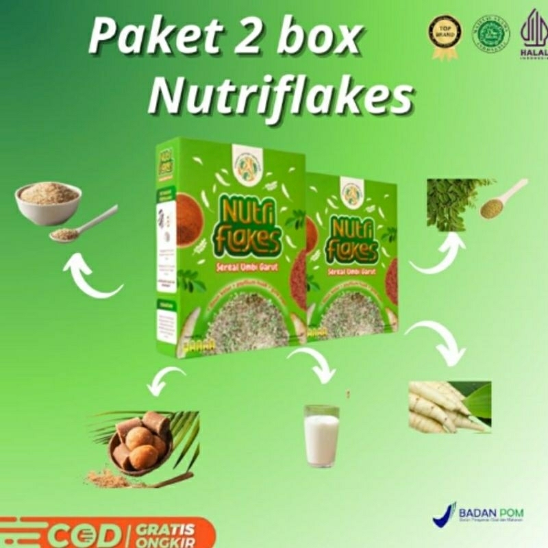 

Nutriflakes Sereal Umbi Garut - Paket 2 Box Ampuh Atasi Asam Lambung 280g