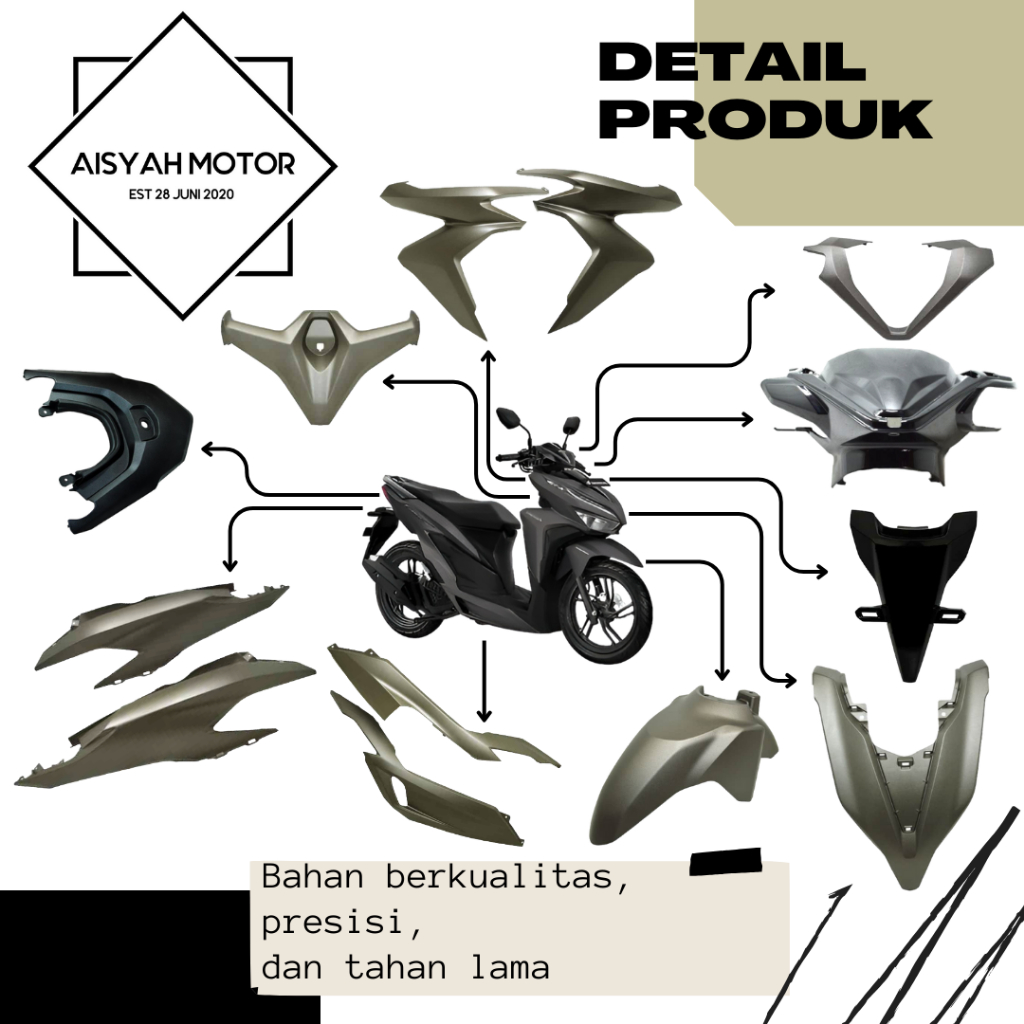 Cover Bodi Halus Honda Vario All New 150 Led Warna Matte Brown Tahun 2018