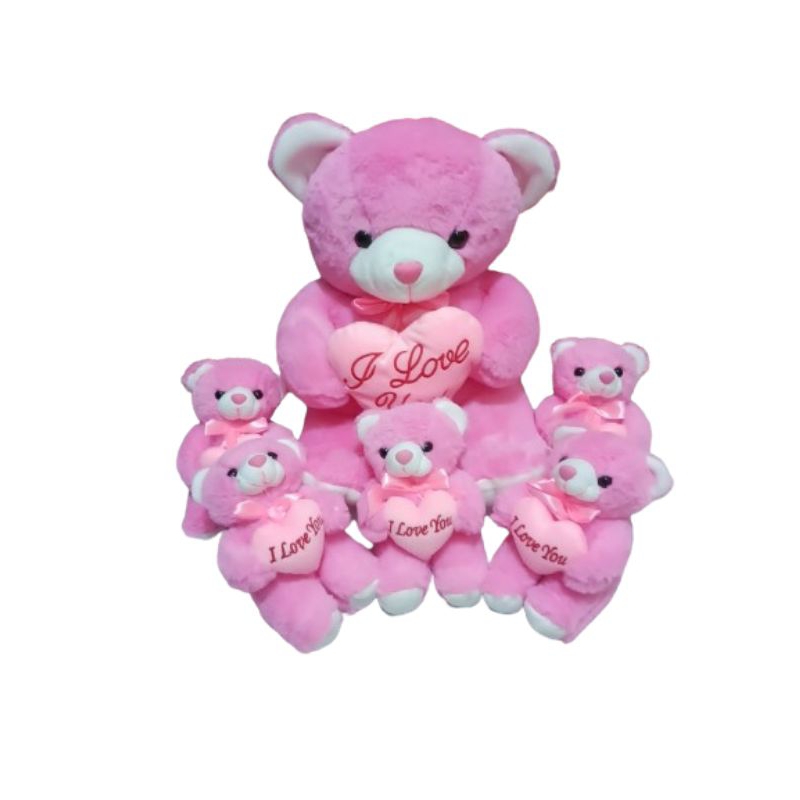 Boneka Beranak Teddy Bear Love Pink SNI
