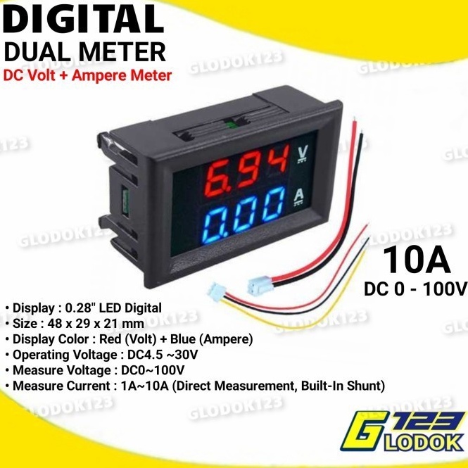 Dual Volt Amp Meter Digital Ampere Meter Voltmeter 1A 1V Ammeter