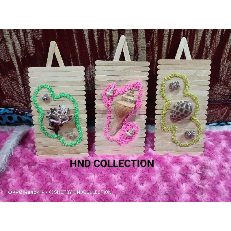 pajangan/hiasan dinding kerajinan stik dan kerang kerang