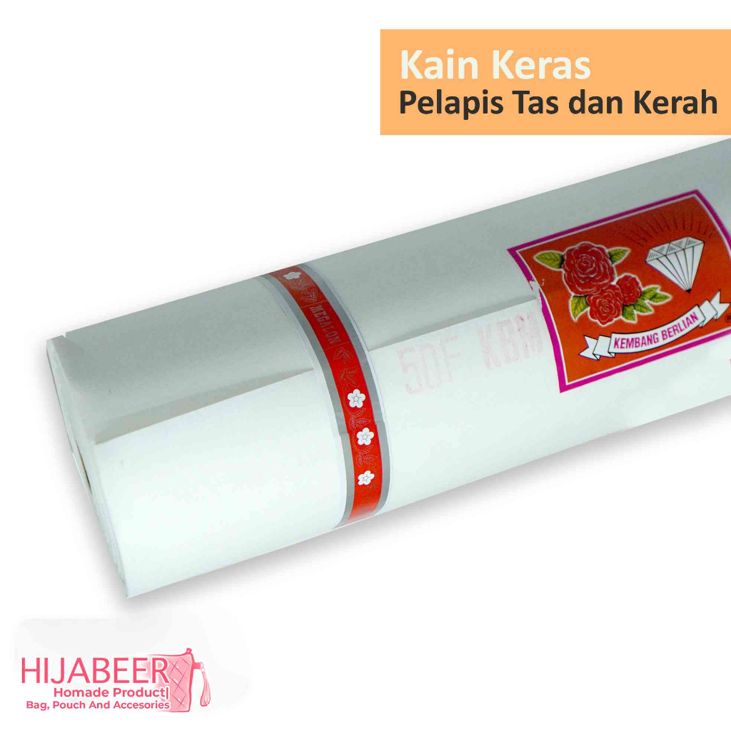 Kain Keras / Kain Kapas Lem 25 F interlining bahan pelapis kerah, bleser baju 1 ROLL isi 50 Yard / 4