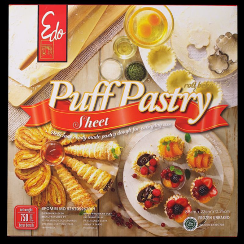 

Edo Puff Pastry 750g/Puff Pastry Edo 750g/Edo Puff Pastry Isi 4 Lembar/Edo Puff Pastry 4 Sheets/Pastry Zuppa Soup/Pastry Cheese Stick/Frozen FOOD/Edo Puff Pastry Murah